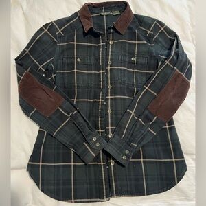 Eddie Bauer Plaid Button-Up Shirt - Black and Brown
